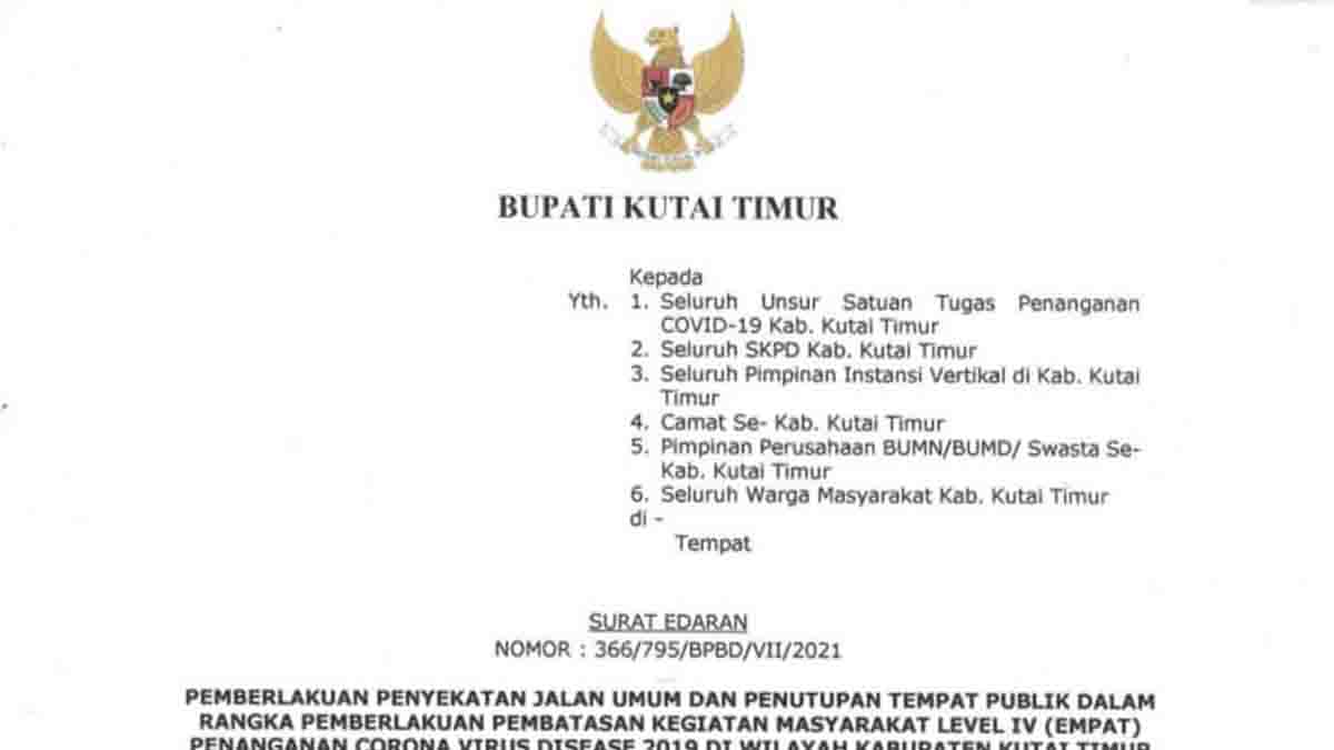 Bupati Keluarkan Surat Edaran Terkait Penyekatan Didalam Kota Sangatta